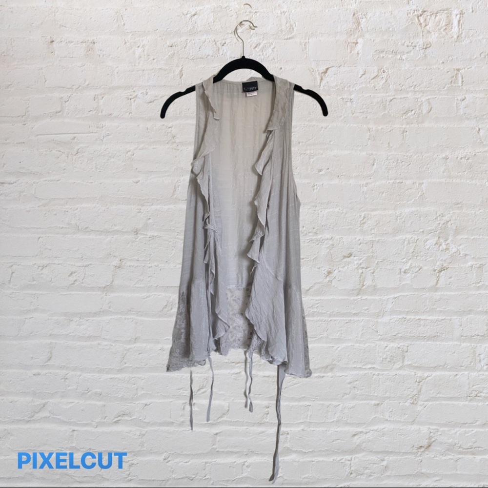 Chic Light Gray Lace-Detailed Flowy Vest
